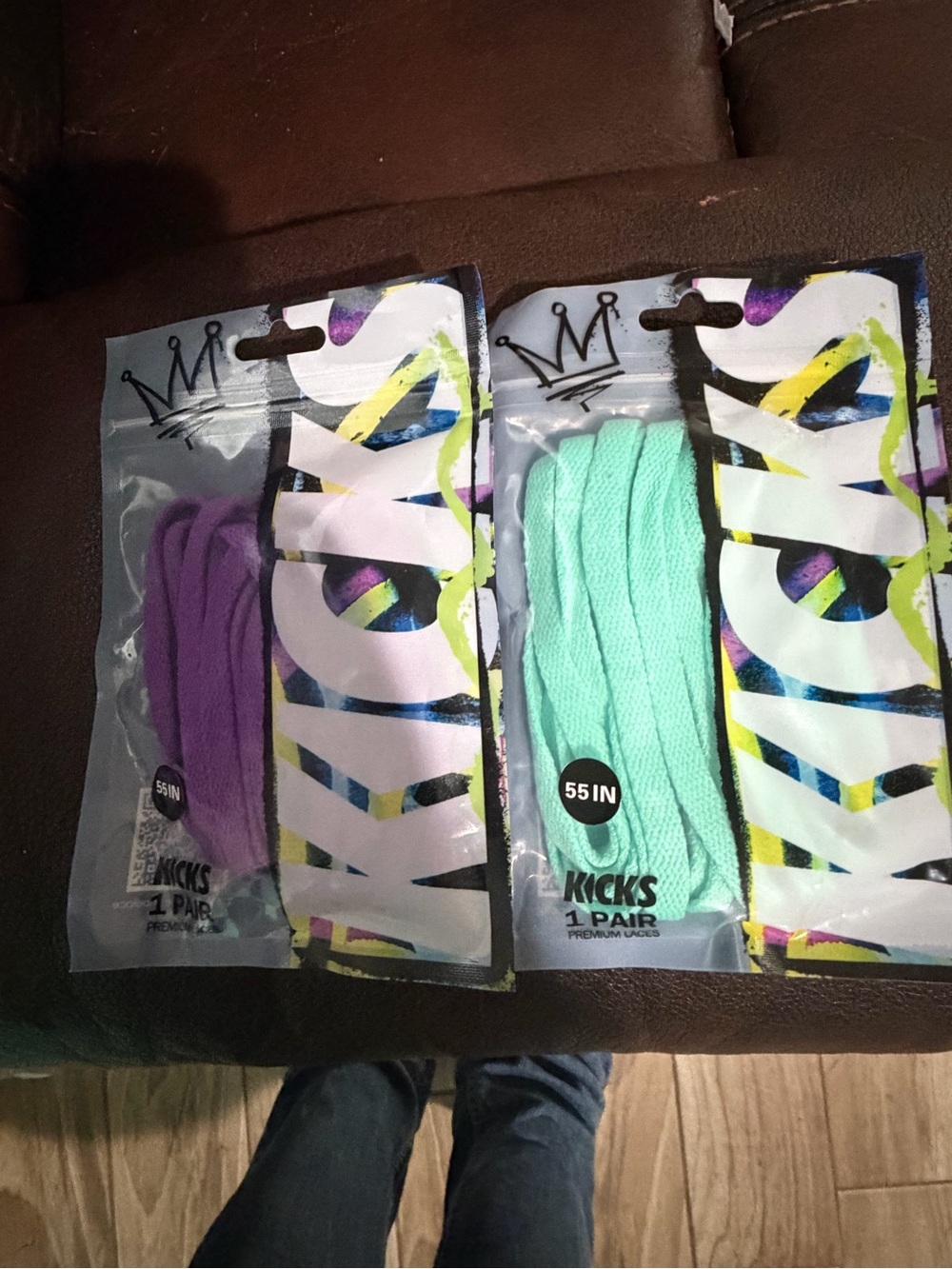 Men’s Flat Shoelaces — Purple & Mint (55 in)